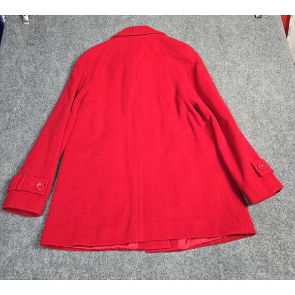London Fog Coat Womens Large Red Wool Blend Single Breasted Lined Pockets - Picture 3 of 12